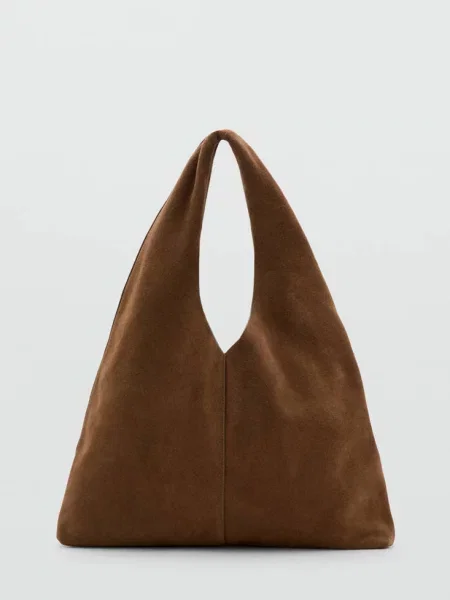 Zamszowa torba shopper średni Kobieta uniwersalny MANGO brązowy