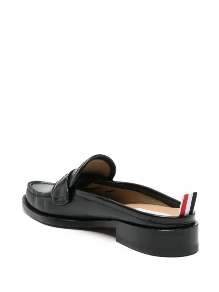 Кожени мюли Thom Browne черно