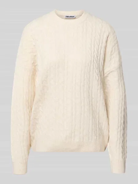 Sweter z dzianiny o kroju oversized ze ściegiem warkoczowym Review biały