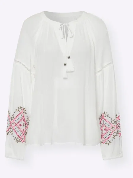 Heine Bluză ecru / albastru deschis / verde roșu