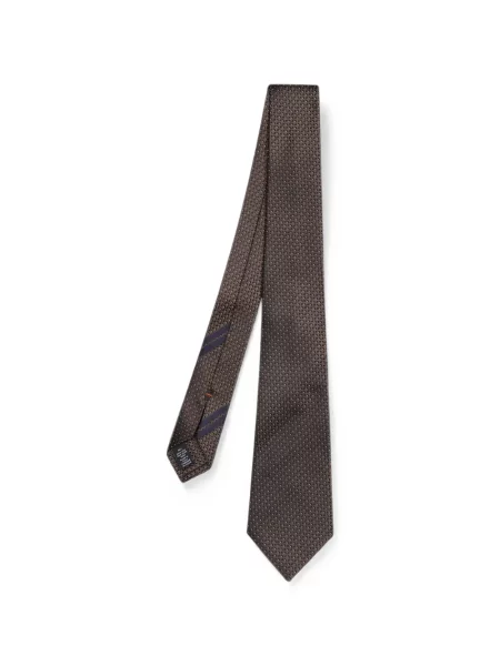 Cravată Zegna de mătase cu imprimeu geometric maro