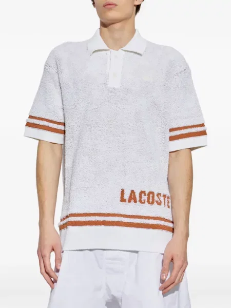 Tricou polo Lacoste cu dungi alb
