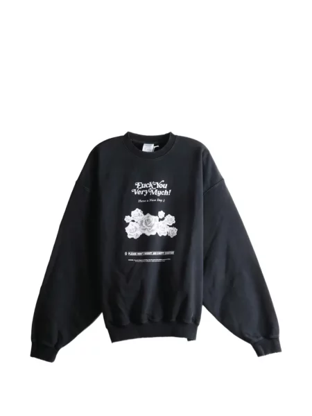 Pulover Vetements cu model floral cu imagine negru