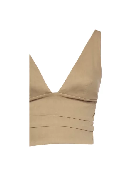 Lniany top Pinko beżowy