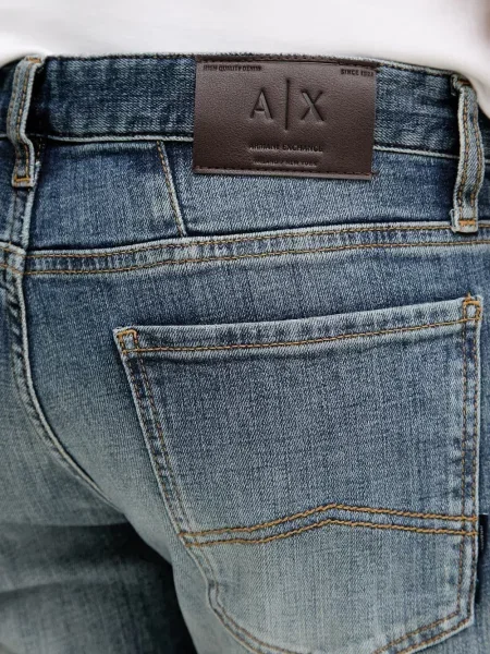 Blugi Armani Exchange zdrențuiți albastru