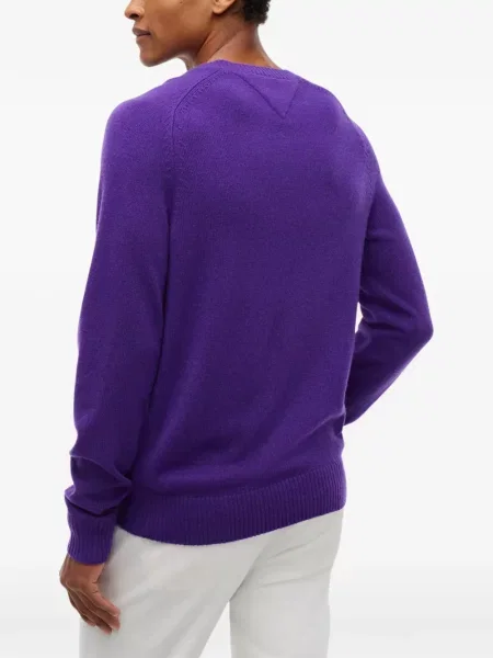 Pulover Tommy Hilfiger cu decolteu rotund violet