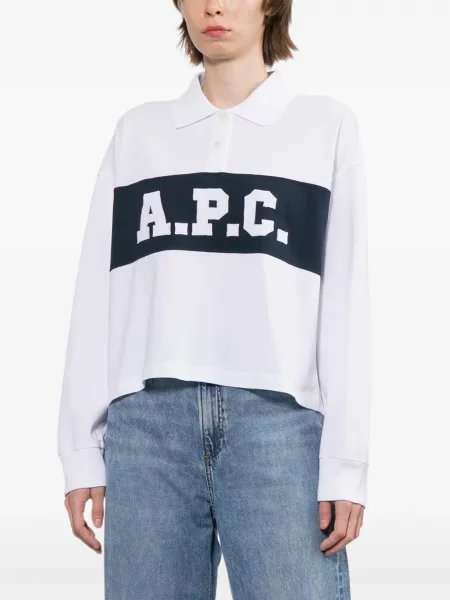 Tricou polo A.p.c. cu broderie alb