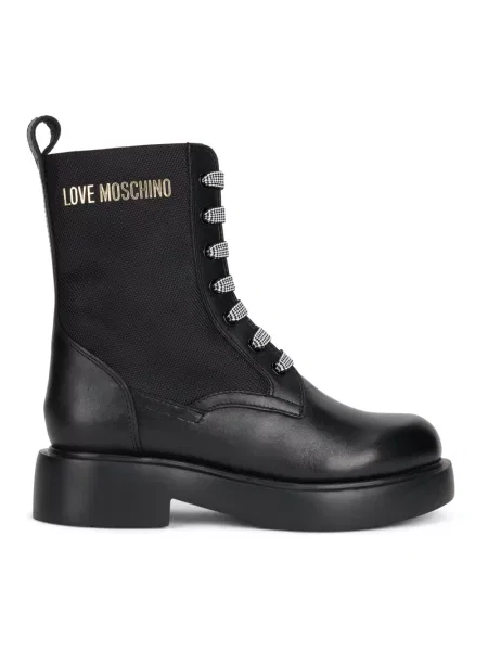 Botki Love Moschino sznurowane skórzane czarne