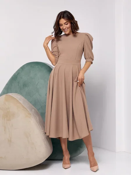 Платье миди Issa Plus бежевое