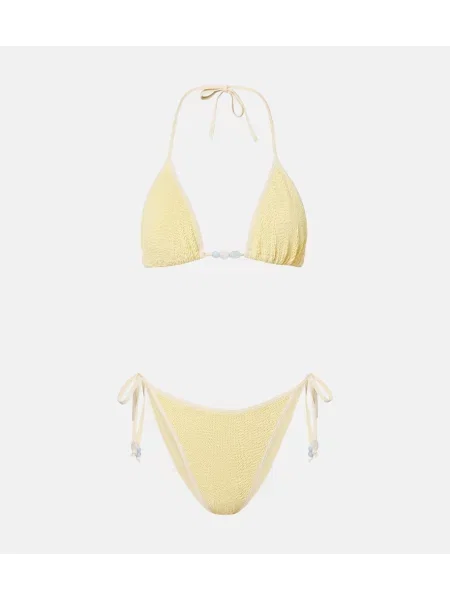 Bikini Hunza G cu mărgele galben
