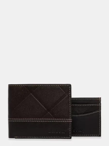 Barbour komplet denarnice in etuija za kartice usnjen Tyneside rjava