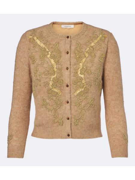 Cardigan Jacques Wei de lână cu mărgele maro
