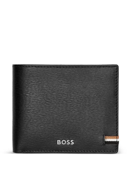 Portofel Boss din piele cu imagine negru