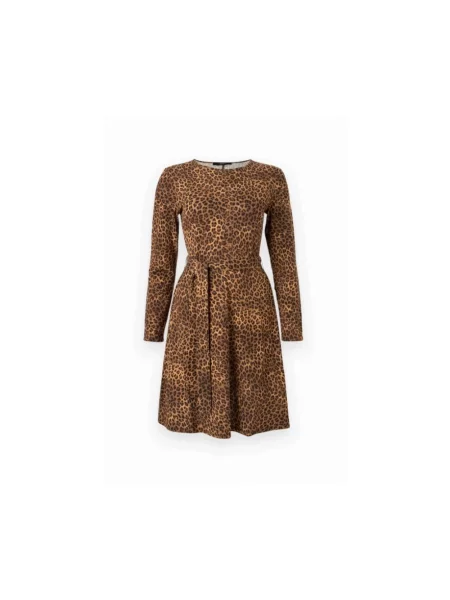 Lniana sukienka Weekend Max Mara brązowa