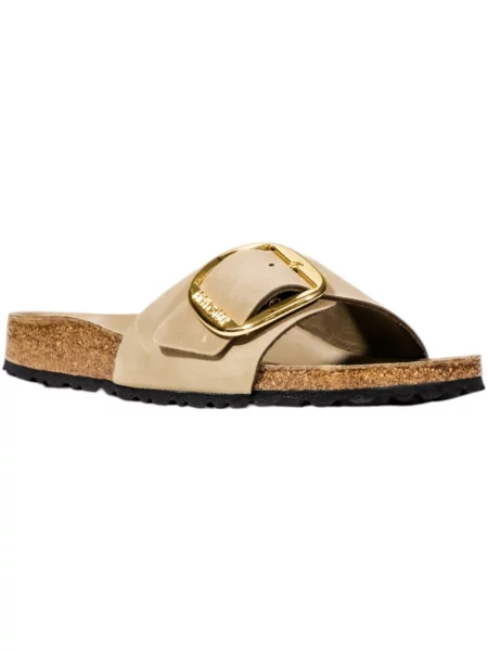 Kožené sandály Birkenstock s přezkou hnědé