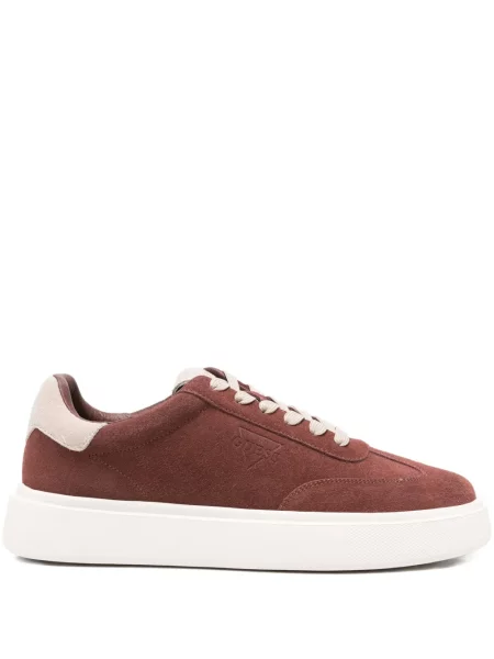 Sneakerși Guess din piele de căprioară maro
