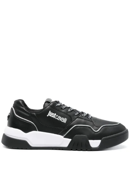 Sneakerși Just Cavalli din piele cu imagine negru