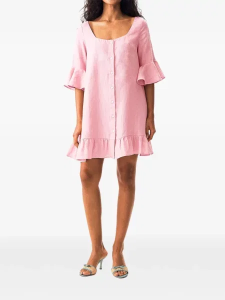 Scurt rochie Sleeper de in cu volane roz