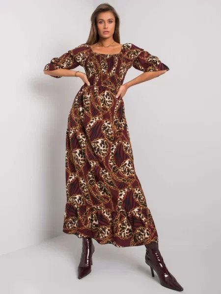 Obleka maxi obleka Fashionhunters bordo