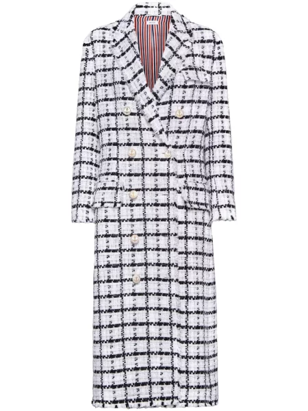 Palton Thom Browne în carouri alb