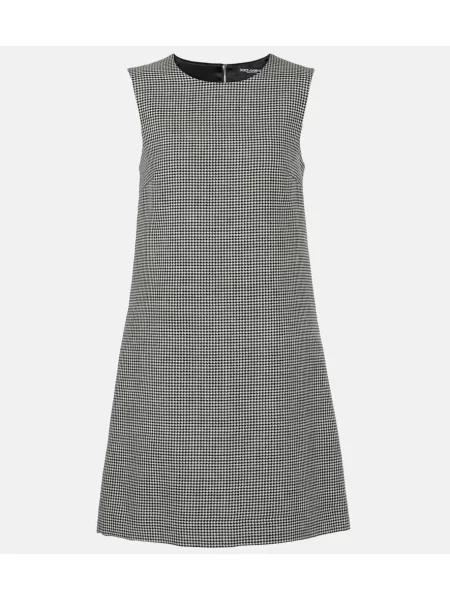 Sukienka Dolce&gabbana wełniana w pepitkę czarna