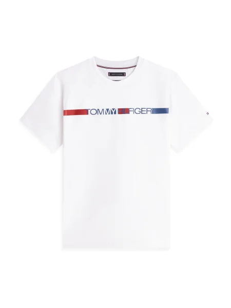 TOMMY HILFIGER Tricou BRAND LOVE bleumarin / roșu alb