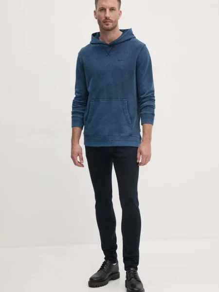 Кофта Pepe Jeans SILVERTON HOODIE з капюшоном однотонна синій