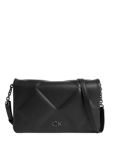 Matlasat geanta crossbody Calvin Klein cu broderie negru