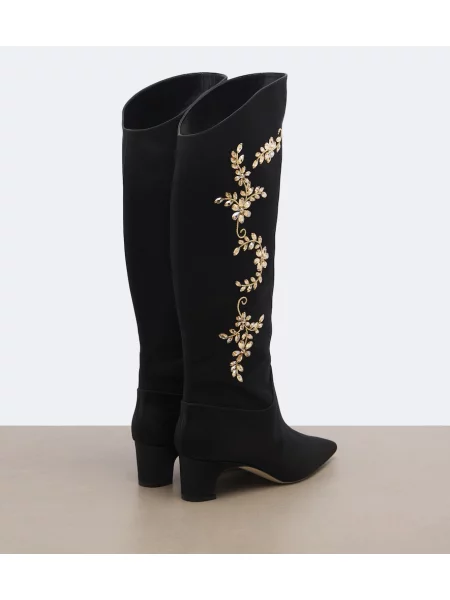 Saténové čižmy Manolo Blahnik čierna