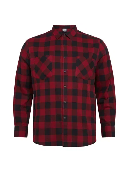 Риза Urban Classics Checked Flanell Shirt Black/ Burgundy S кафяво