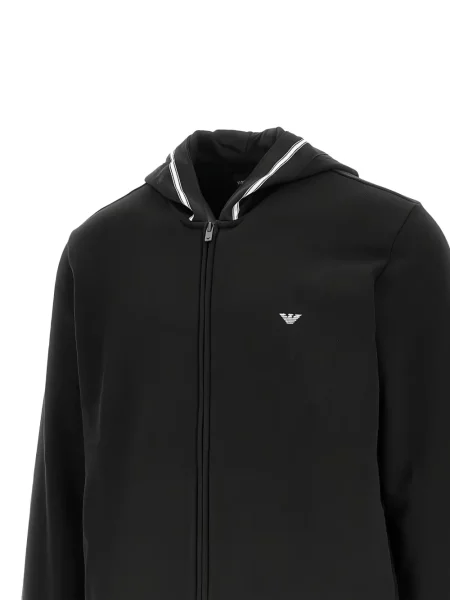Hanorac cu glugă Emporio Armani cu imagine negru