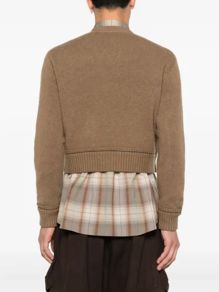 Cardigan Sacai cu broderie maro