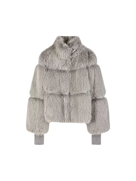 Kurtka puchowa Patrizia Pepe z futerkiem szara