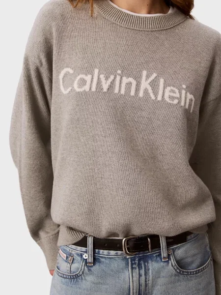 Светр Calvin Klein Jeans з лого сірий