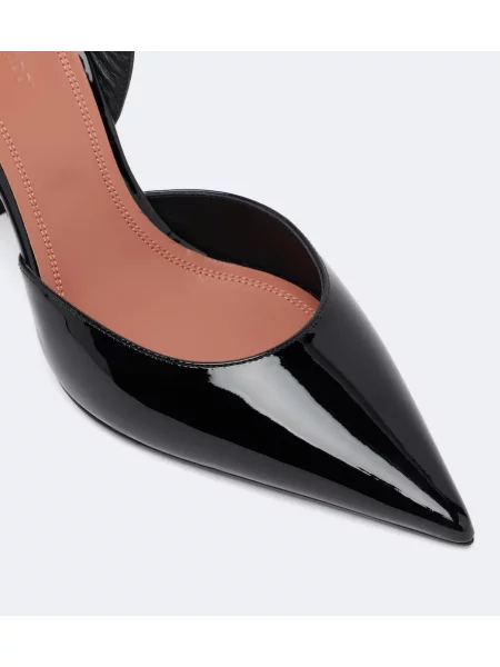 Pantofi cu toc Amina Muaddi din piele de lac slingback negru