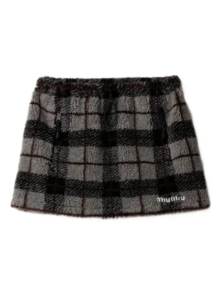 Fusta mini Miu Miu în carouri gri