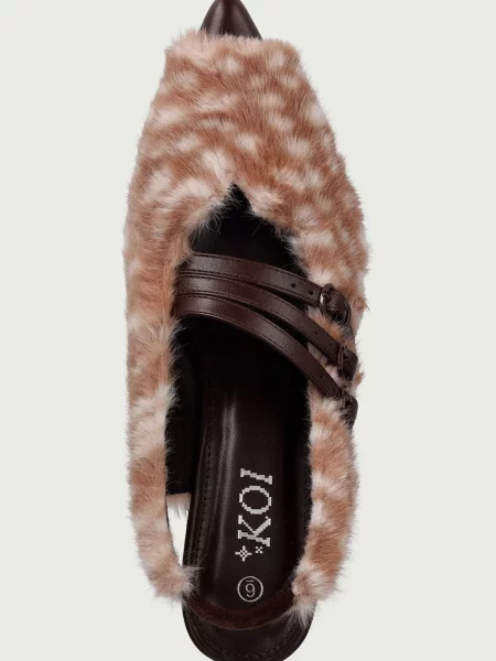Alacsony sarkú szőrös félcipő Koi Footwear barna