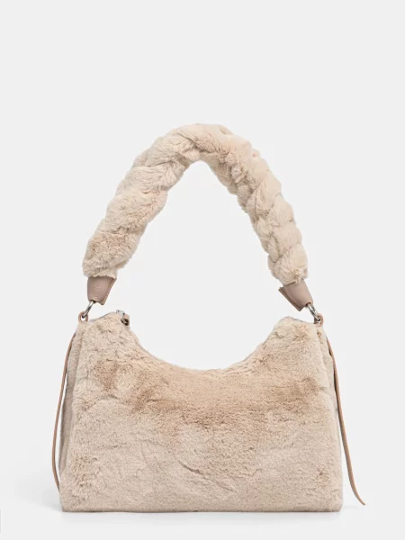 Coccinelle Torba Na Ramię Ze Sztucznego Futra weiss beżowy