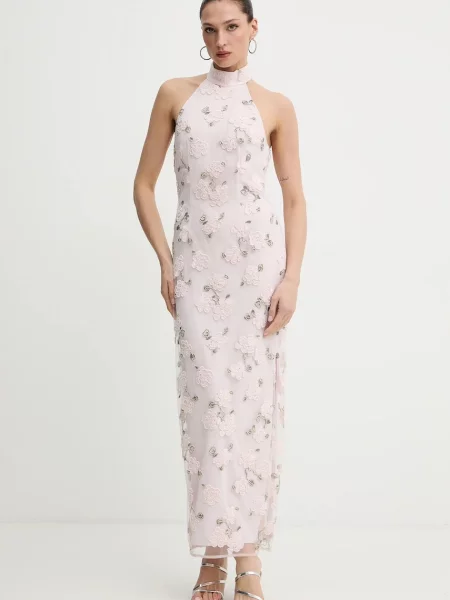 Rotate rochie maxi drept roz