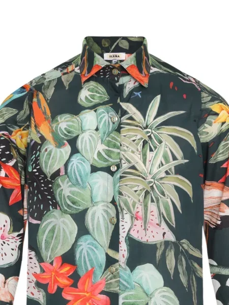 Дълго риза Amir Slama на цветя с принт зелено