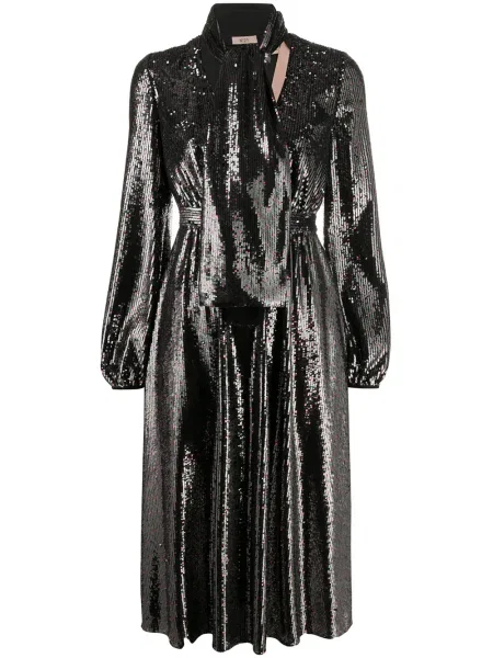 Sukienka midi N°21 z cekinami do kolan garniturowa czarna