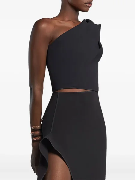 Długa bluzka Maticevski na jednym ramieniu czarna