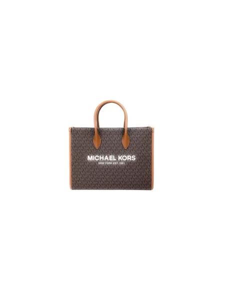 Shopperka Michael Kors skórzana z logo brązowa