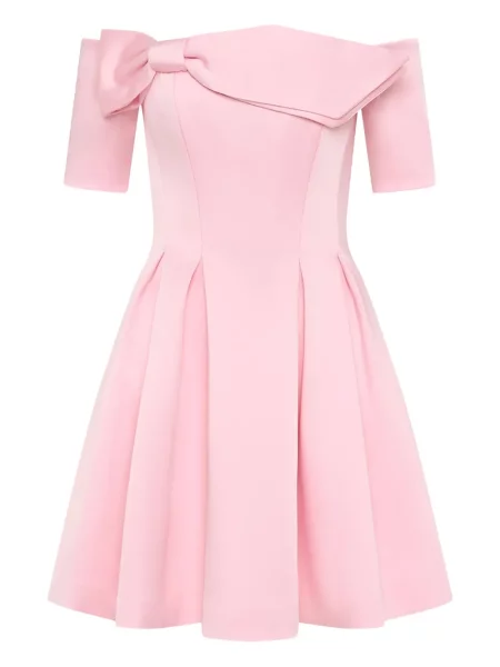 Sukienka mini Rebecca Vallance z kokardką plisowana garniturowa różowa