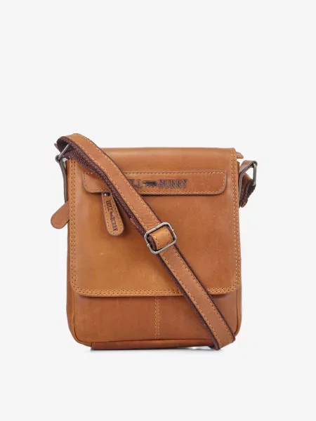 Кожаная сумка через плечо Hill Burry коричневая