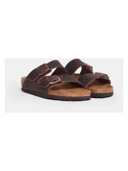 Klapki Birkenstock skórzane brązowe