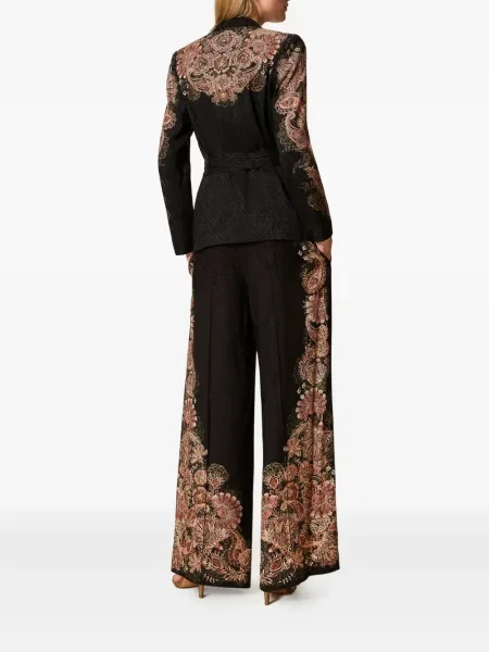 Pantaloni Twinset cu imagine cu model paisley negru