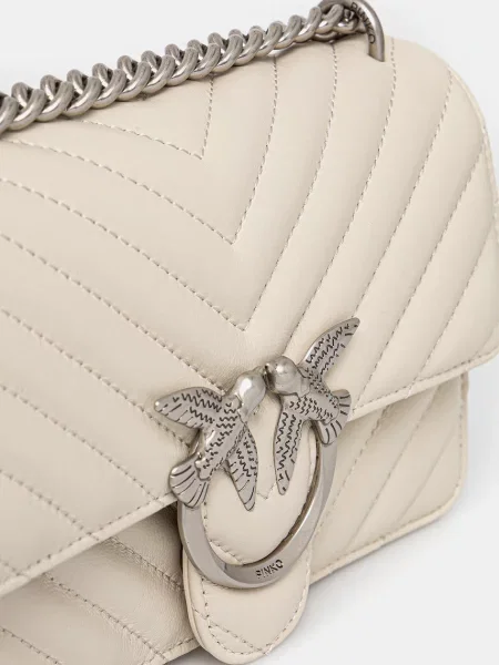 Pinko чанта crossbody дамска от кожа бежово
