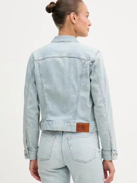 Calvin Klein Jeans kurtka jeansowa z bawełną niebieska