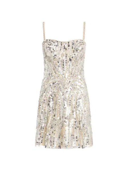 Rochie mini Jenny Packham cu paiete de costum argintiu